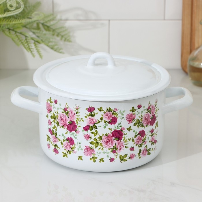 Кастрюля эмалированная цилиндрическая, 2,9 л, рисунок МИКС Кастрюля эмалированная цилиндрическая, 2,9 л, рисунок МИКС