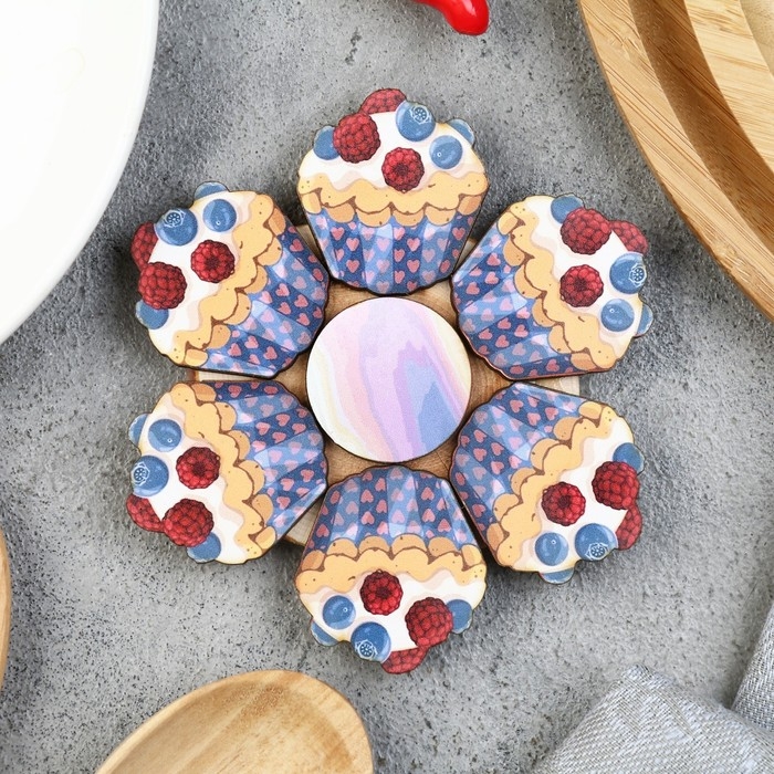 Подставка под горячее «Кекс», 12 см, можжевельник Подставка под горячее «Кекс», 12 см, можжевельник