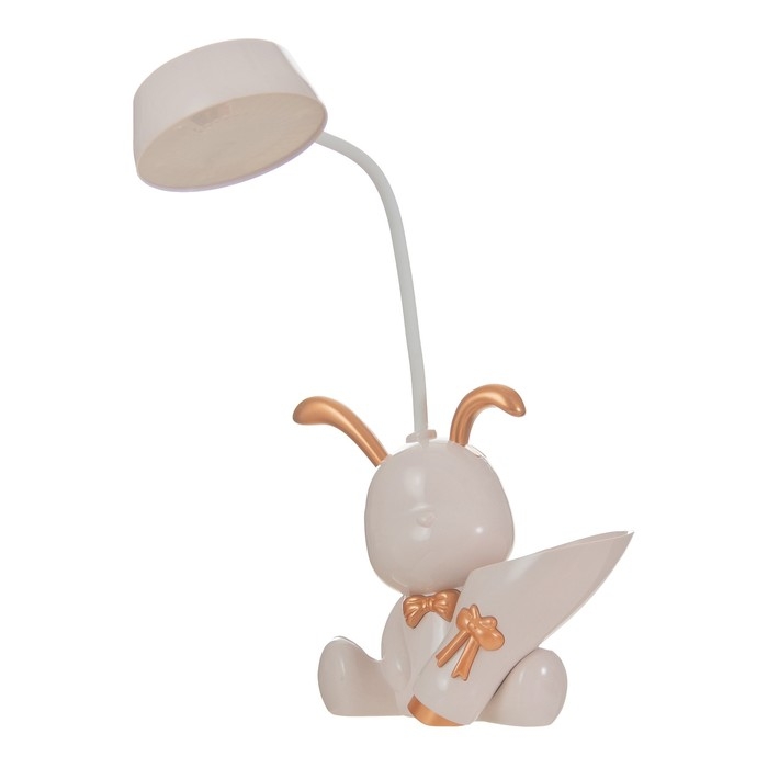 Настольная лампа с точилкой "Зайчик" LED 2Вт 3000К USB АКБ розовый 15х14х30 см