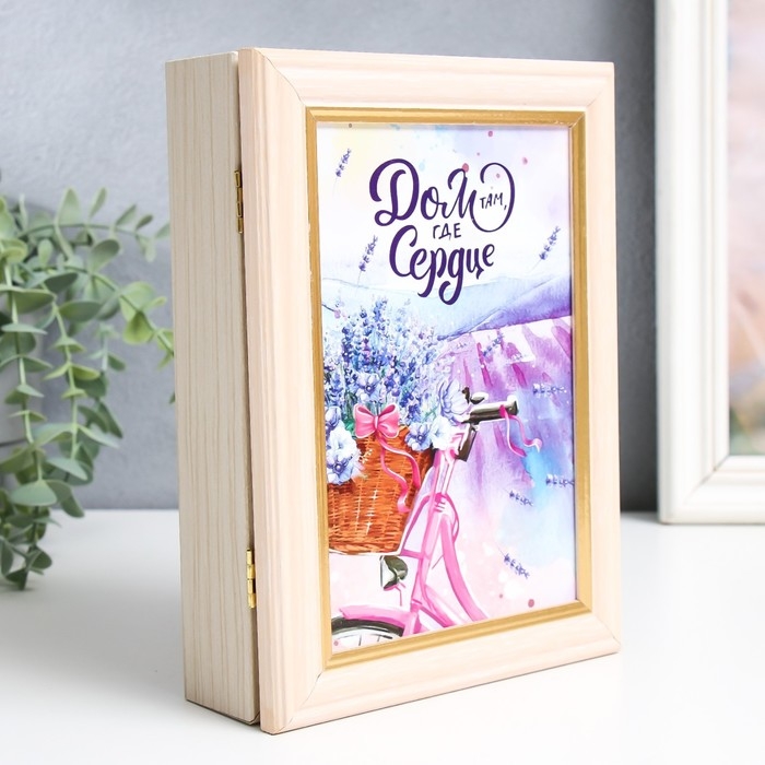 Ключница Ключница "Велосипед с лавандой" белый 15х21 см МИКС