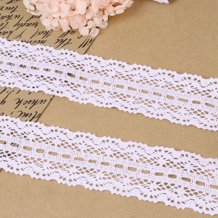 Кружево вязаное, 55 мм × 10 ± 1 м, цвет белый Кружево вязаное, 55 мм × 10 ± 1 м, цвет белый