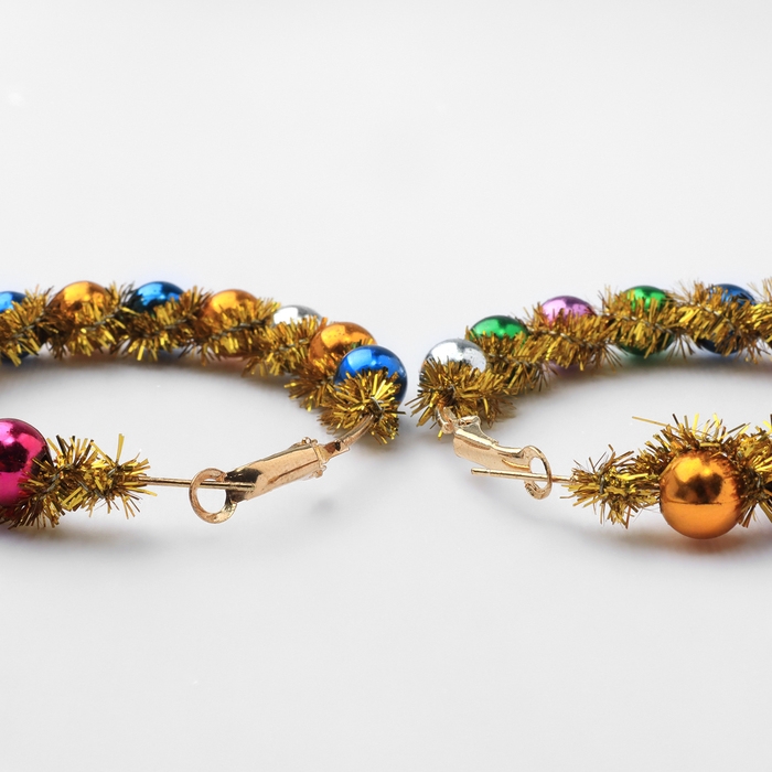 Новый год! Серьги-кольца «Новогодние» круг, цветной в золоте Новый год! Серьги-кольца «Новогодние» круг, цветной в золоте