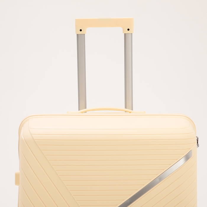 Чемодан большой 100 л (L), отдел на молнии, кодовый замок, 4 колеса, цвет бежевый Чемодан большой 100 л (L), отдел на молнии, кодовый замок, 4 колеса, цвет бежевый