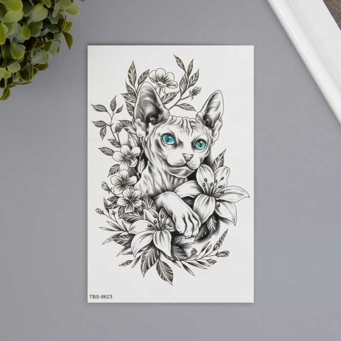 Татуировка на тело цветная Татуировка на тело цветная "Сфинкс в цветах" 12х19 см