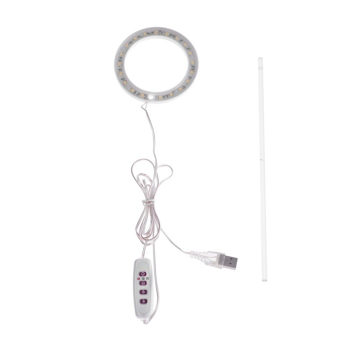 Фитосветильник светодиодный, 2 Вт, 5 В, в горшок, USB, полноспектральный, 1 круг Фитосветильник светодиодный, 2 Вт, 5 В, в горшок, USB, полноспектральный, 1 круг