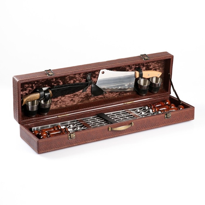 Набор с шампурами подарочный  Набор с шампурами подарочный "Элит-М" в коробке из эко-кожи №11