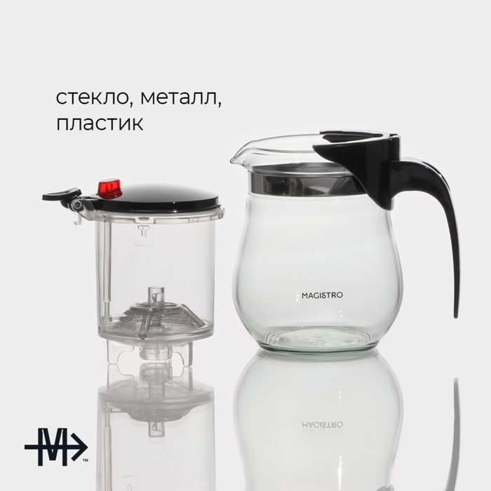 Чайник стеклянный заварочный Magistro «Мехико», 350 мл, с металлическим ситом, пластиковая колба Чайник стеклянный заварочный Magistro «Мехико», 350 мл, с металлическим ситом, пластиковая колба