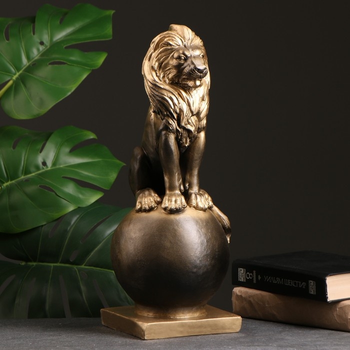 Копилка Копилка "Лев на шаре малый" черное золото, 42х17х16см