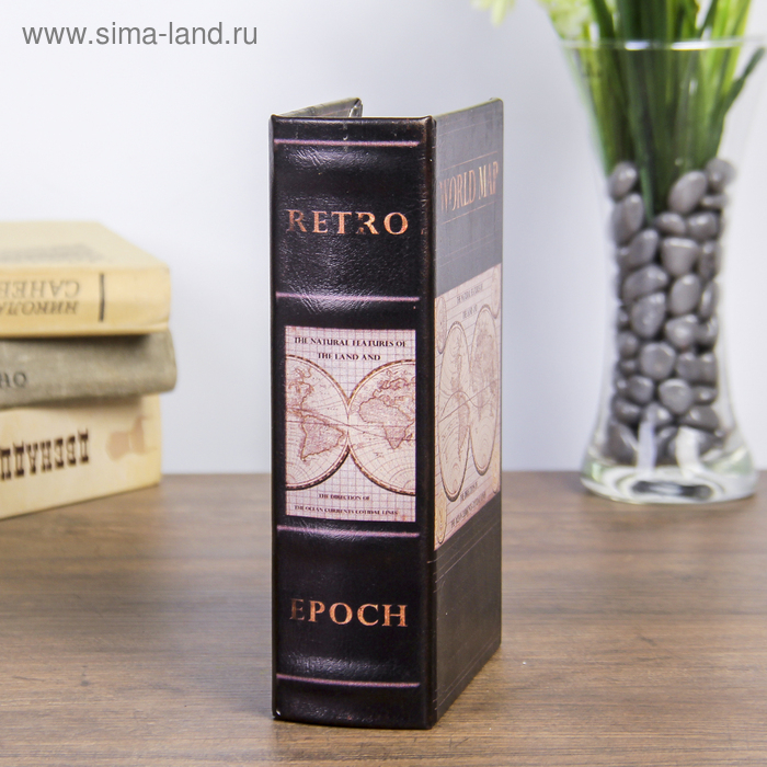 Сейф-книга дерево  Сейф-книга дерево "Карта мира" кожзам 17х11х5 см