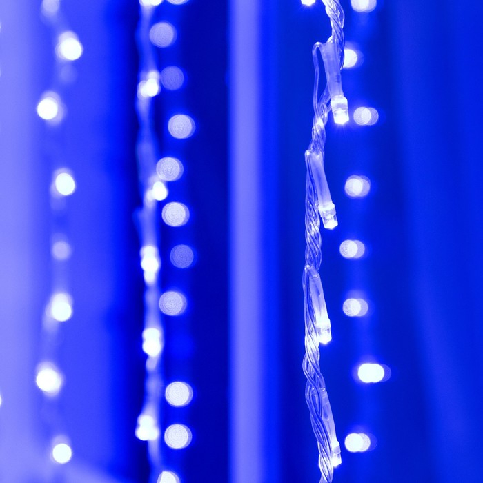 Гирлянда «Водопад» 2 × 1.5 м, IP44, прозрачная нить, 400 LED, свечение синее, 8 режимов, 220 В