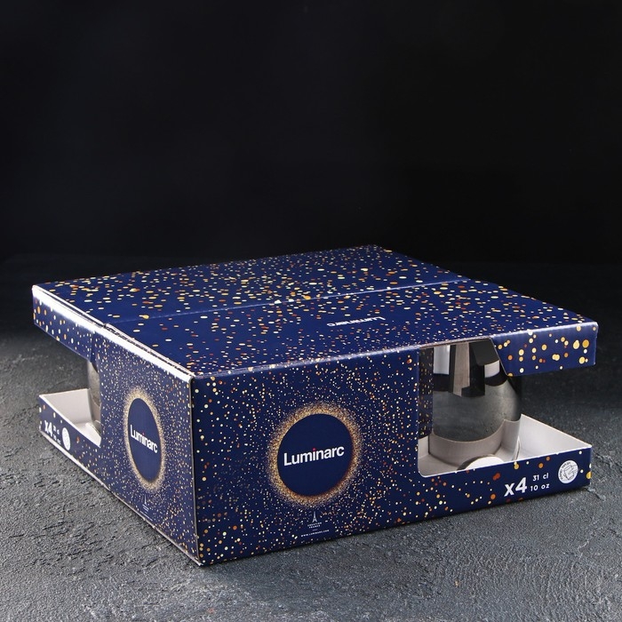 Набор низких стеклянных стаканов «Сияющий графит», 310 мл, 4 шт Набор низких стеклянных стаканов «Сияющий графит», 310 мл, 4 шт