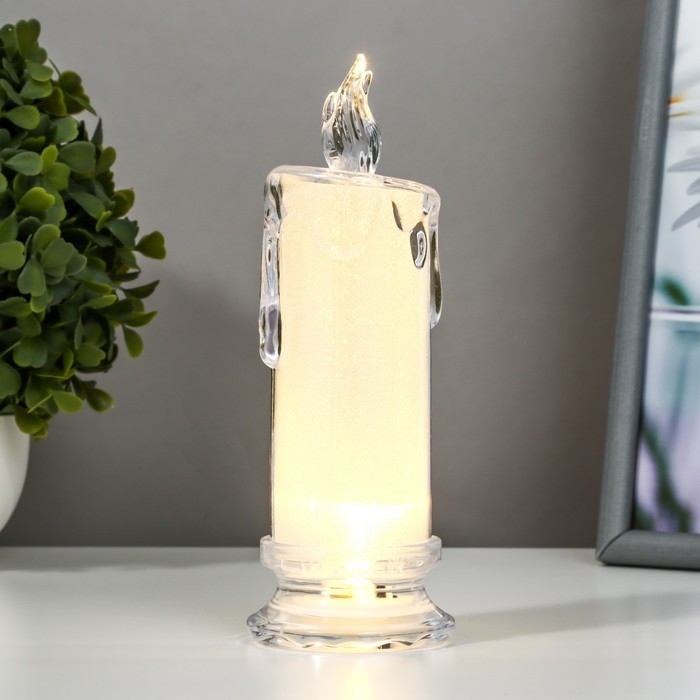 Ночник Ночник " Свеча" LED 3000К от батареек белый 6.8х6.8х19.5 см