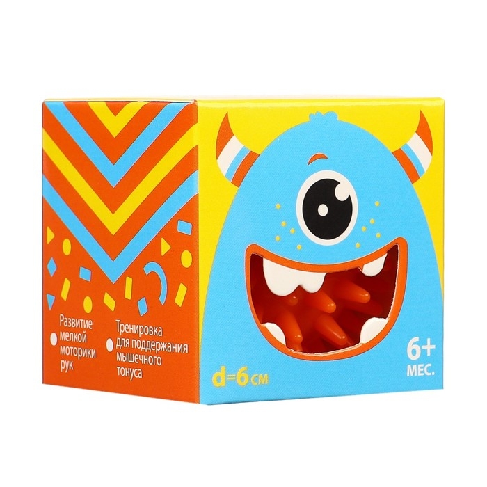 Развивающий массажный мячик «Монстрик», диаметр 6 см, цвет оранжевый, Крошка Я Развивающий массажный мячик «Монстрик», диаметр 6 см, цвет оранжевый, Крошка Я