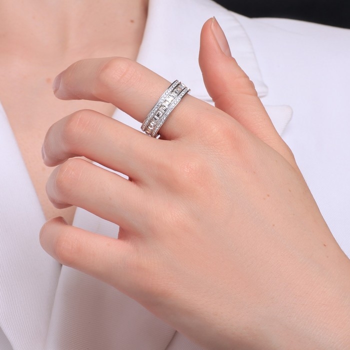 Кольцо XUPING игра света, цвет белый в серебре, размер 17