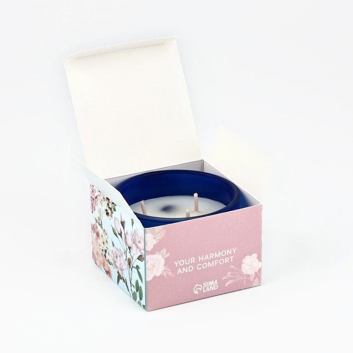 Свеча ароматическая в стекле «Для ванильного настроения» с натуральными камнями: ваниль, 6,8 х 5 см.