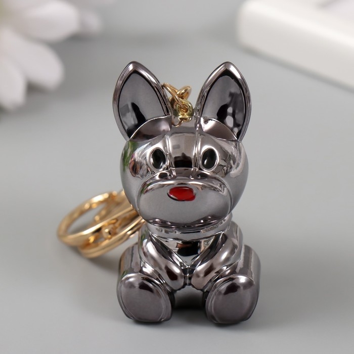 Брелок карабин металл "Пёс" чёрный 5,7х3,2х3,4 см