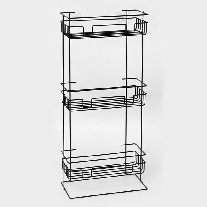 Полка прямоугольная 3-х ярусная, 12,5×66×29,5 см, цвет черный Полка прямоугольная 3-х ярусная, 12,5×66×29,5 см, цвет черный