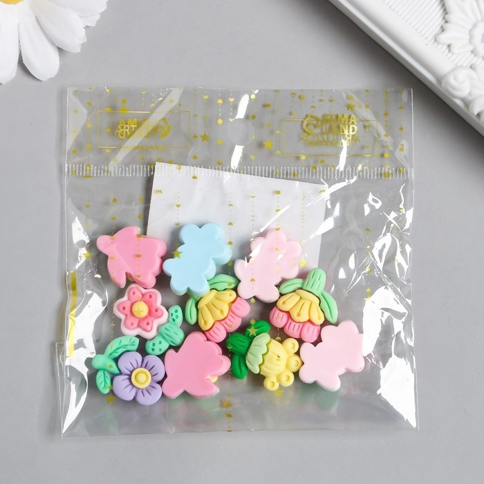 Декор для творчества пластик Декор для творчества пластик "Полевые цветы" набор 10 шт