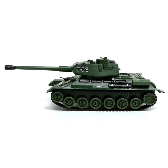 Танк «Т34», радиоуправляемый, в комплекте бункер и бинокль, световые и звуковые эффекты, работает от аккумулятора, цвет зелёный Танк «Т34», радиоуправляемый, в комплекте бункер и бинокль, световые и звуковые эффекты, работает от аккумулятора, цвет зелёный