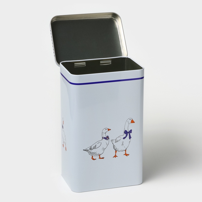 Банка для сыпучих продуктов «Гуси»,2,7 л, 13,5 х 9,5 х 21,5 см, жесть