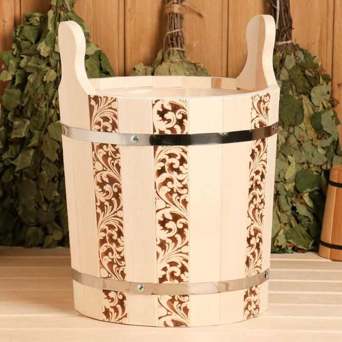 Запарник из липы, 13 л, пластиковая вставка, ручки-деревянные (Рисунок  2) Запарник из липы, 13 л, пластиковая вставка, ручки-деревянные (Рисунок  2)