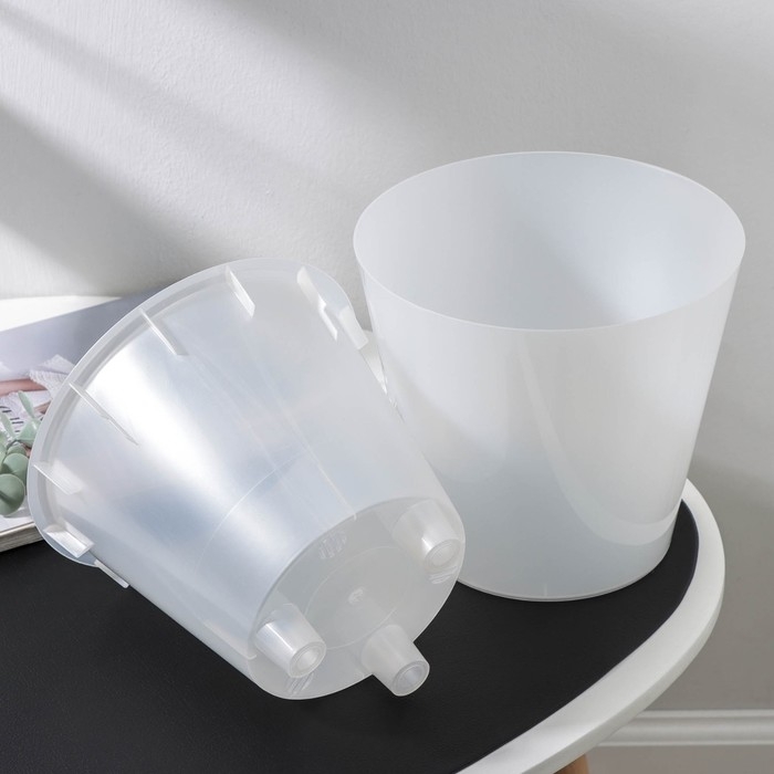 Кашпо для орхидей со вставкой, 4 л (3 л), d=20 см, h=18,3 см, цвет белый перламутр Кашпо для орхидей со вставкой, 4 л (3 л), d=20 см, h=18,3 см, цвет белый перламутр