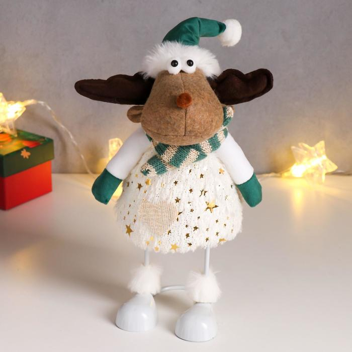 Кукла интерьерная Кукла интерьерная "Лосик в зелёном колпаке, и белом наряде с золотыми узорами" 30х10х14 см