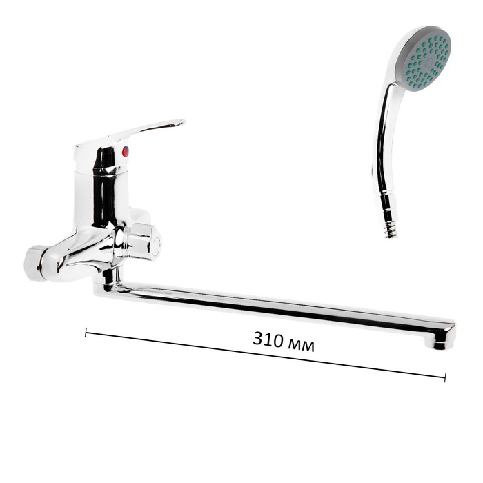 Смеситель для ванны  Смеситель для ванны "ЦС-СМ" ЭП400023, однорычажный, настенный, с душевым набором, хром