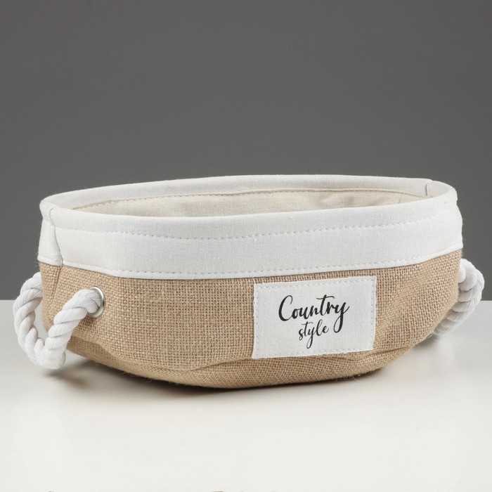 Корзина стеллажная с ручками Корзина стеллажная с ручками "Кантри", 320 х 220 х 100 мм, бежевый