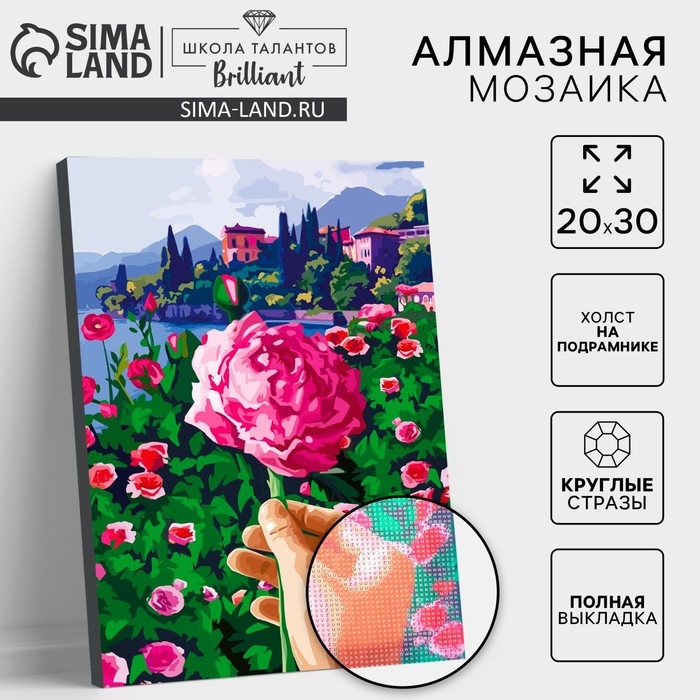 Алмазная мозаика с полным заполнением на подрамнике «Цветок в руке», 20 × 30 см Алмазная мозаика с полным заполнением на подрамнике «Цветок в руке», 20 × 30 см