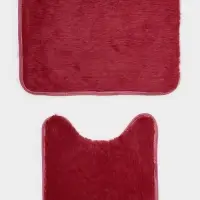 Коврики для ванной и туалета Доляна &laquo;Пушистик&raquo;, 2 шт., 38&times;40 см, 40&times;60 см, бордовые