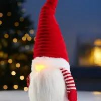 Светодиодная фигура &laquo;Гном романтик в красном&raquo; 40 см, текстиль, 1 LED, от батареек LR1130&times;3, свечение тёплое белое