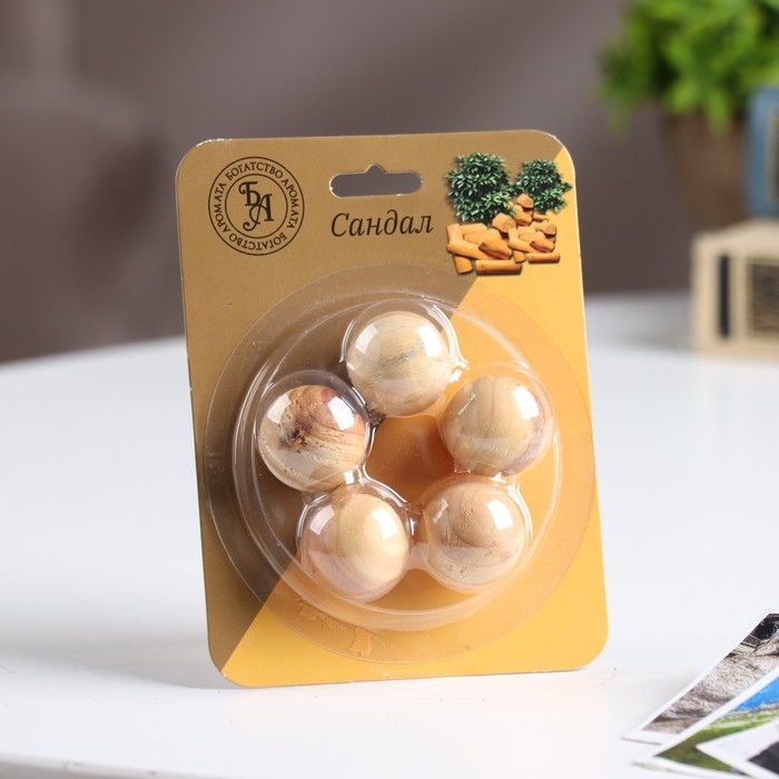 Набор деревянных аромашариков  Набор деревянных аромашариков "Сандал", 5 шт, Богатство Аромата