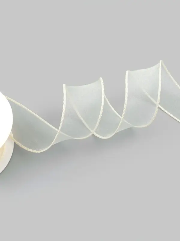 Лента капроновая &laquo;Волна&raquo;, с блеском, 40 мм, 10&plusmn;1 м, сливочная №3