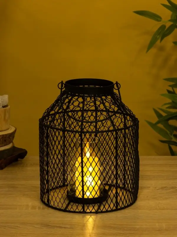 Подсвечник фонарь со стеклянной колбой 20х20х26 см, d 10 см, металл, цв. черный