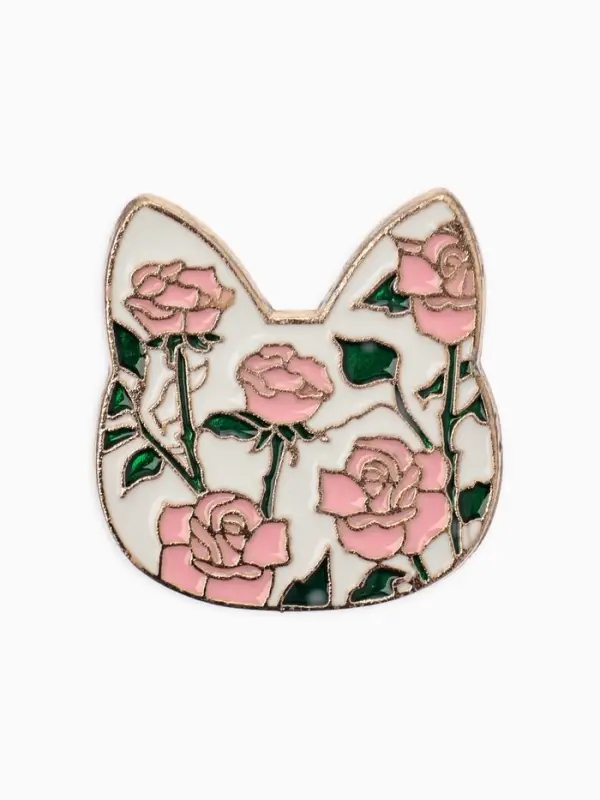 Брошь &laquo;Кошечка&raquo;, цветочный узор, цветная в золоте