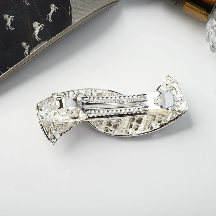 Заколка-автомат для волос Заколка-автомат для волос "Линетта" волны, 8,5 см, серебро