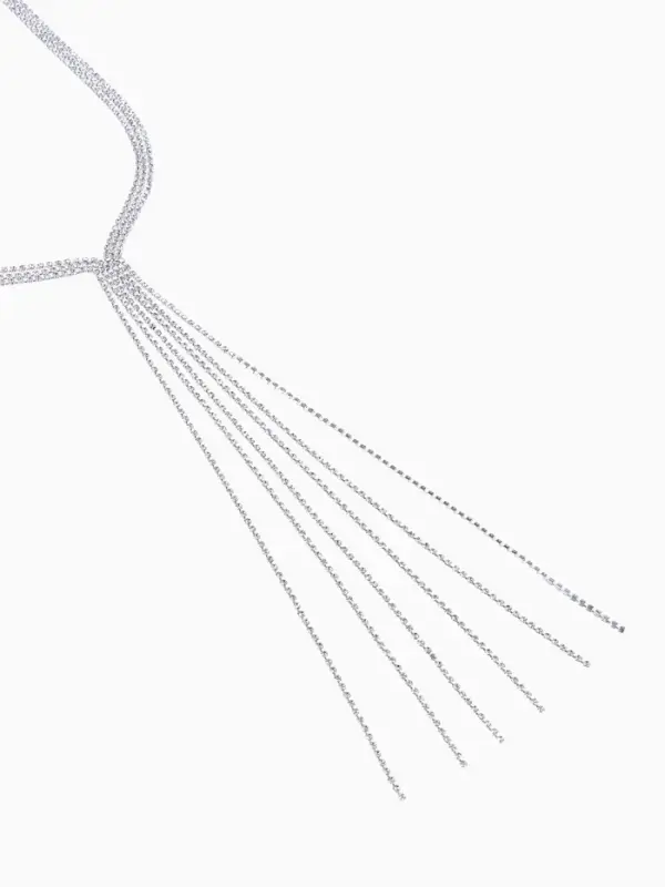 Набор 2 предмета: серьги, колье &laquo;Лёд. Дорожка&raquo;, белый в серебре, 50 см