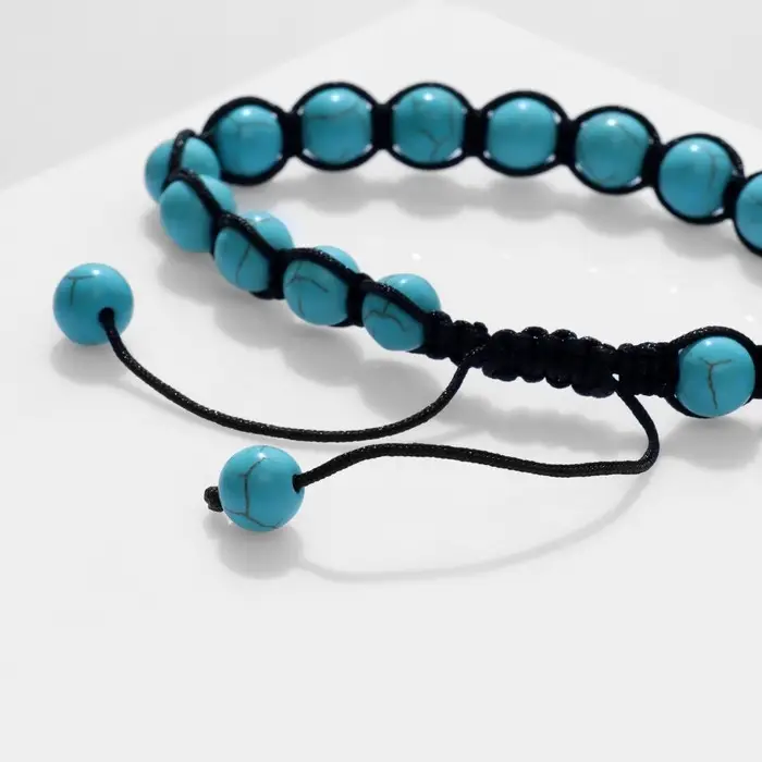 Браслет &laquo;Друиды&raquo; на нити, бирюза, голубой, d=7