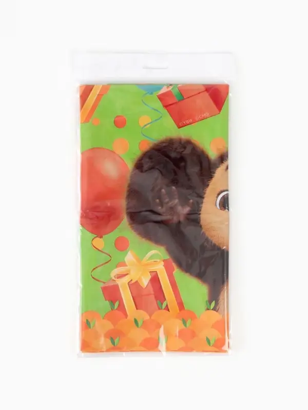 Посуда одноразовая бумажная для праздника, на 10 персон, стакан, тарелка, скатерть, Чебурашка