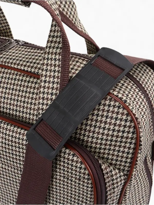 Сумка дорожная на молнии, наружный карман, длинный ремень, бежевая/коричневая