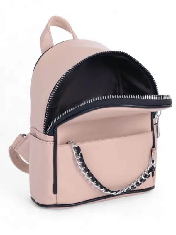Рюкзак-мини женский на молнии, с карманом, размер 21&times;12&times;27 см, бежевый