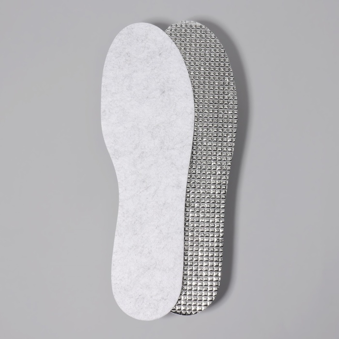 Стельки для обуви, утеплённые, универсальные, 25-46 р-р, 29 см, пара, цвет серый Стельки для обуви, утеплённые, универсальные, 25-46 р-р, 29 см, пара, цвет серый