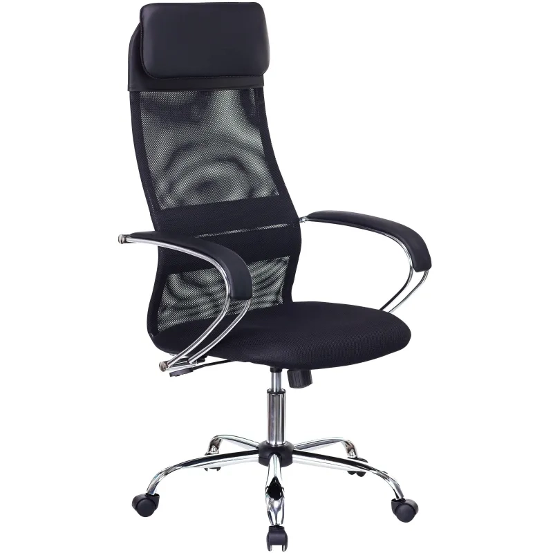 Кресло 0MX_VB_EChair-655/SL/BL TTW сетка/ткань черный хром