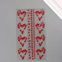 Стразы самоклеящиеся &laquo;Жемчужные сердца&raquo;, красные, 9.5&times;23 см