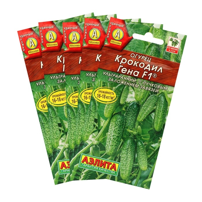 Семена Огурец Семена Огурец "Крокодил Гена" F1, ультраранний, партенокарпический,набор 5 шт