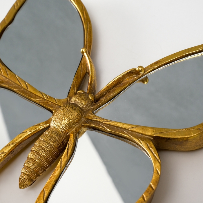 Панно интерьерное полистоун  Панно интерьерное полистоун "Зеркальная бабочка" золото 25х3х23 см