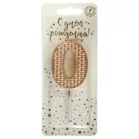 Свеча в торт на шпажке "Жемчужная", цифра "0", шампань