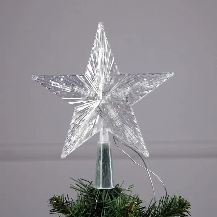 Светодиодная верхушка на ёлку «Звезда белая», 16 см, 10 LED, от батареек ААх2, фиксинг, свечение белое