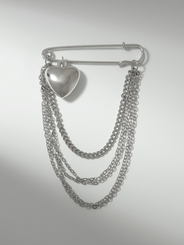 Булавка «Сердце» с цепочками, цвет серебро Булавка «Сердце» с цепочками, цвет серебро